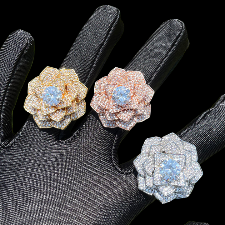 NEW | Rose Flower Iced Out Diamond Ring