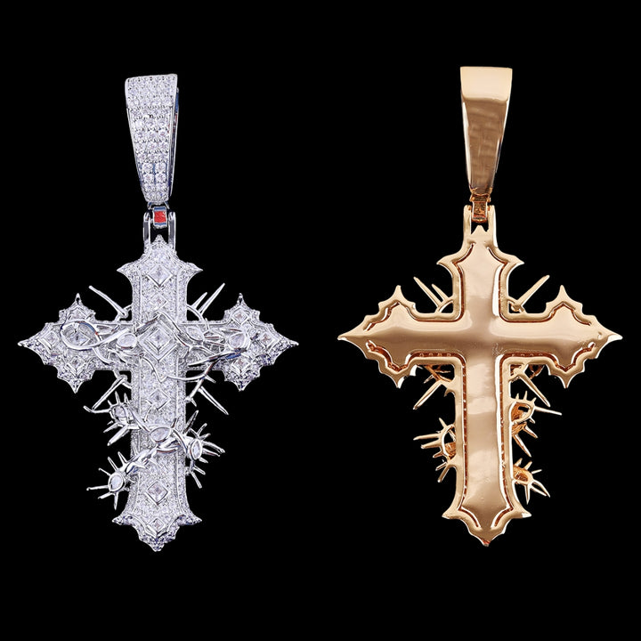 NEW | Thorned Frost Cross Iced Out Diamond Pendant Necklace