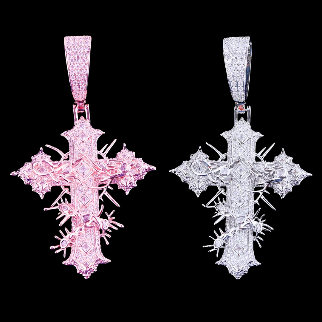 NEW | Thorned Frost Cross Iced Out Diamond Pendant Necklace