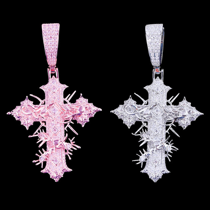 NEW | Thorned Frost Cross Iced Out Diamond Pendant Necklace