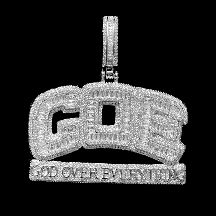 NEW | GOE God Over Everything Iced Out Diamond Pendant Necklace