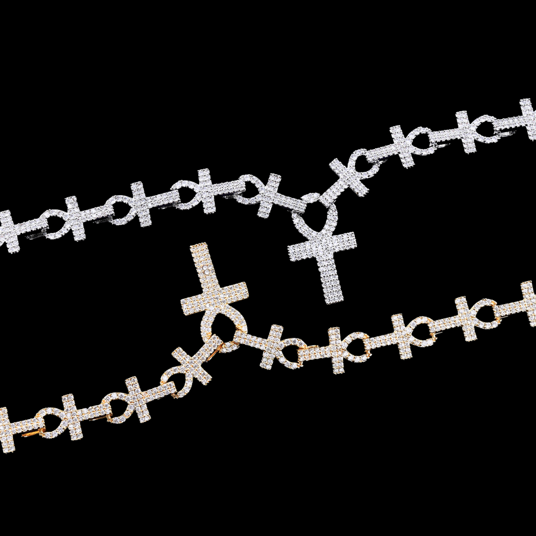 14MM Divine VVS Cross Iced Out Diamond Necklace Chain