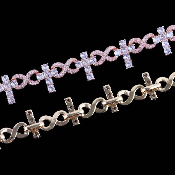 NEW | 18MM Infinity Tennis Cross Iced Out Diamond Necklace Chain