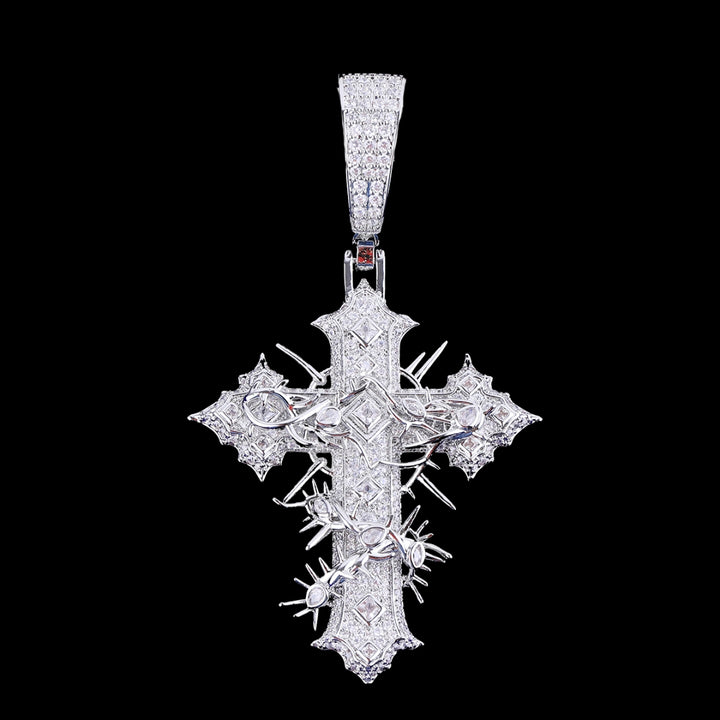 NEW | Thorned Frost Cross Iced Out Diamond Pendant Necklace