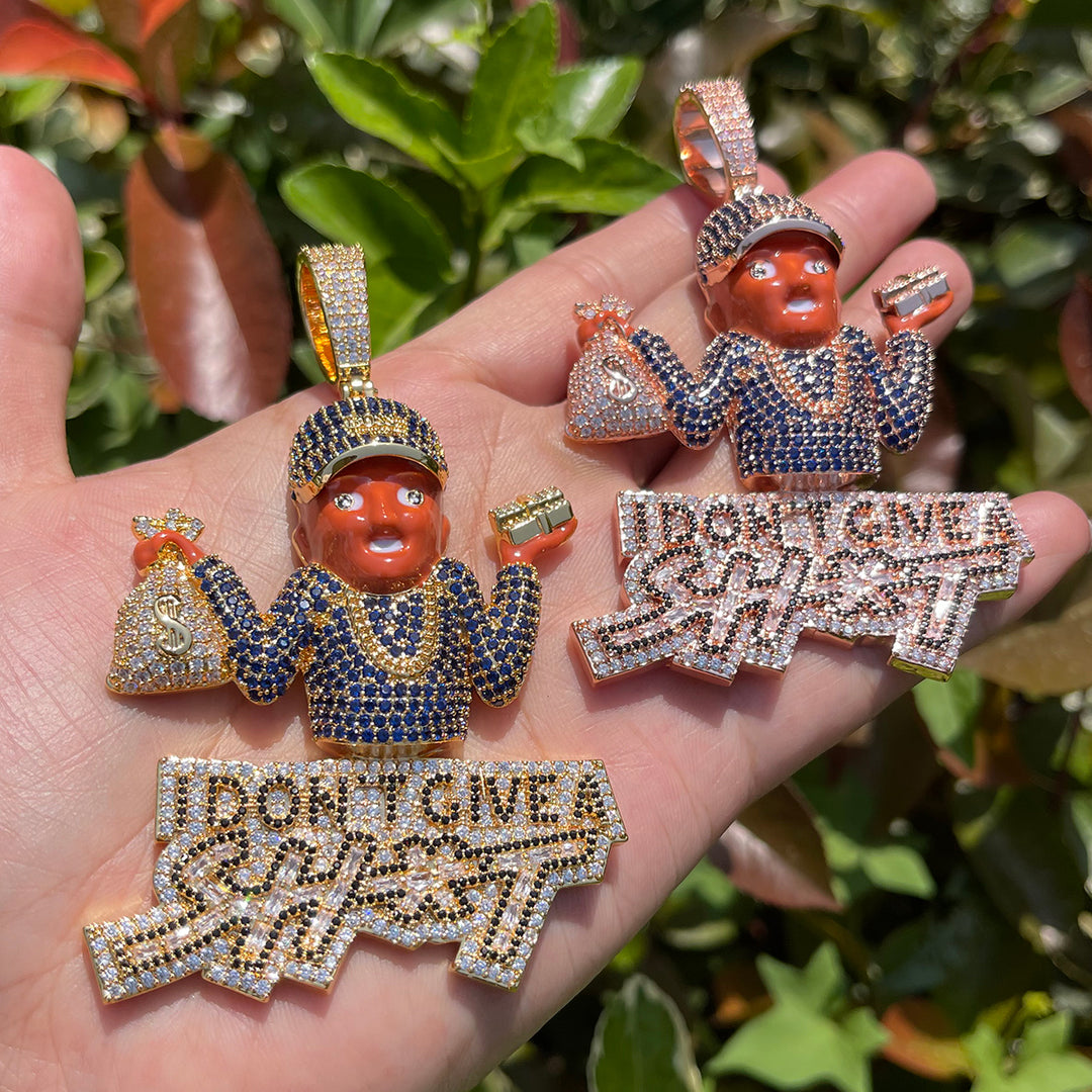 NEW | I Don't Give A Sh*t Iced Out Diamond Pendant Necklace