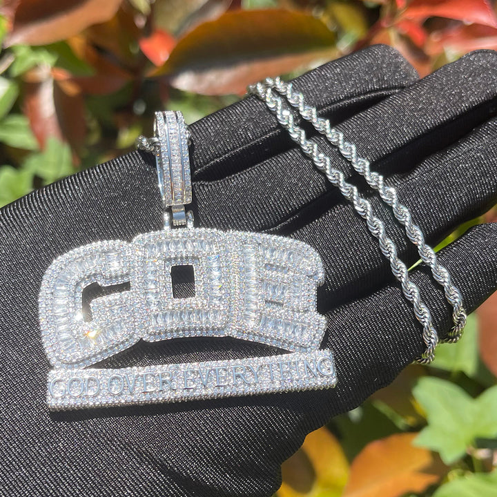 NEW | GOE God Over Everything Iced Out Diamond Pendant Necklace