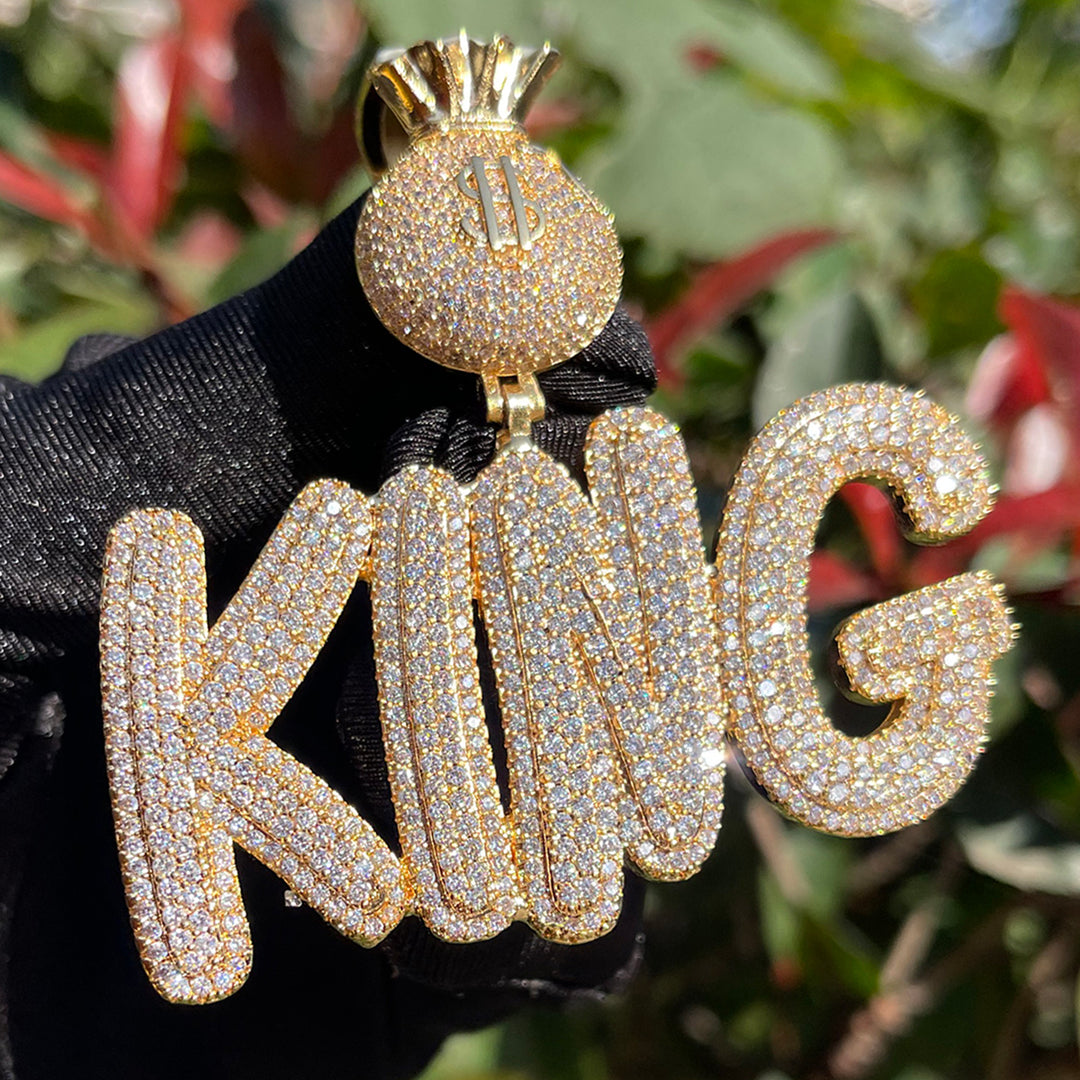 NEW | Bag Chaser Drip Iced Out Personalized Custom Name Necklace Pendant