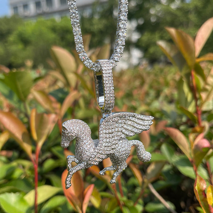 NEW |  Pegasus Iced Out Diamond Pendant Necklace