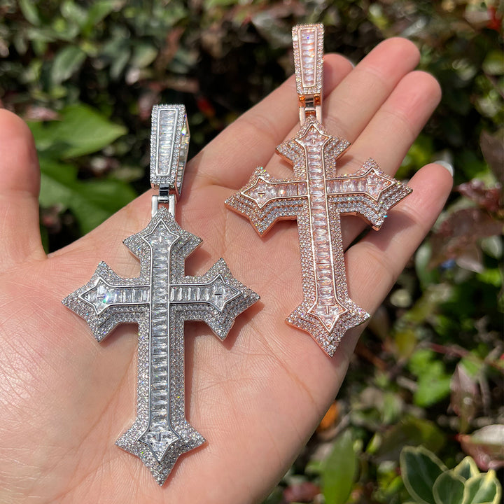 NEW | Eternal Ice Cross Iced Out Diamond Pendant Necklace