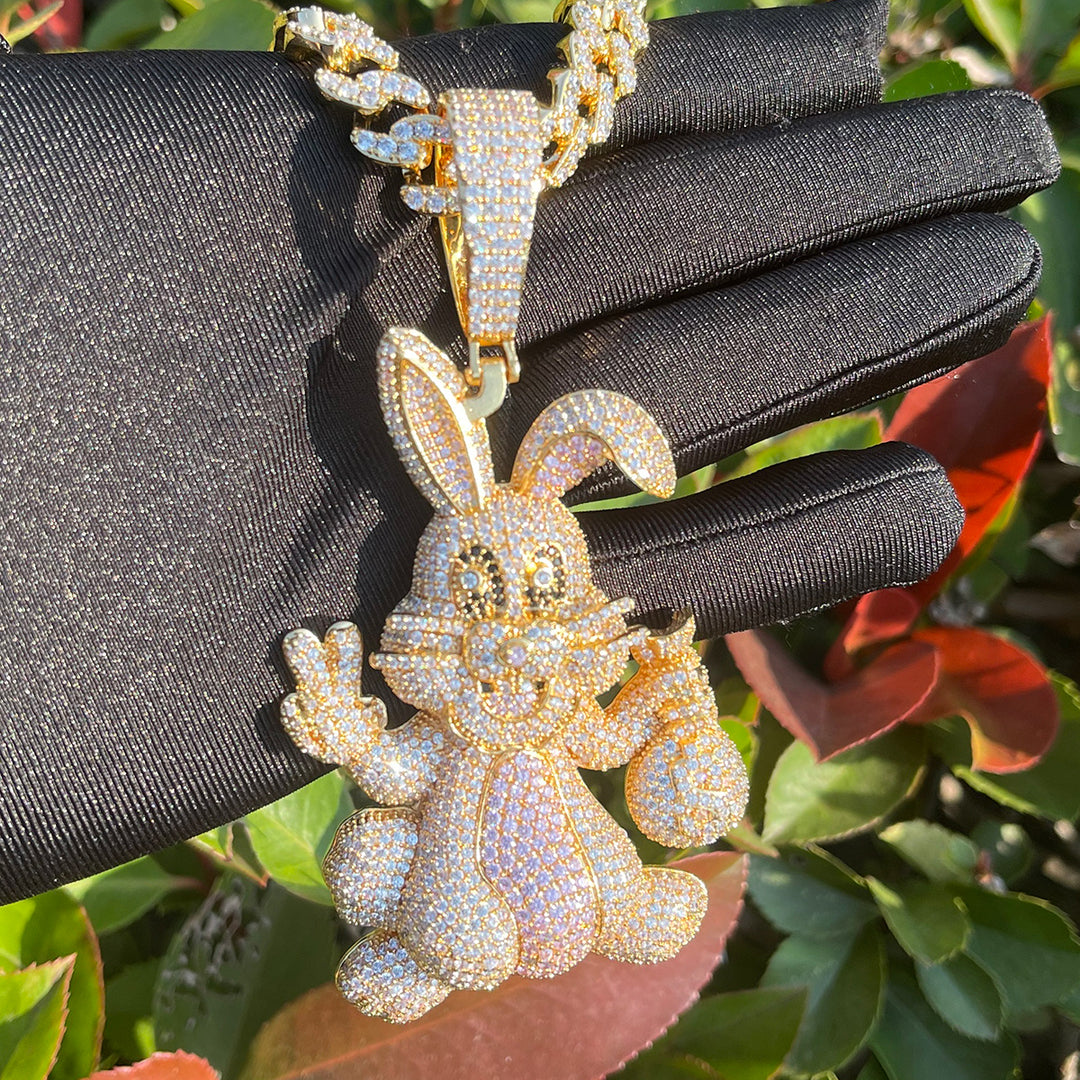 Rabbit Iced Out Diamond Pendant Necklace