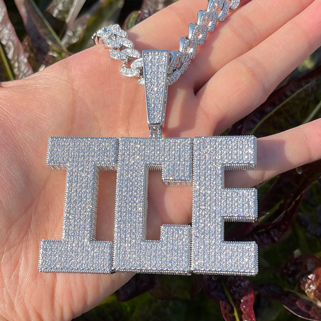 Solid Edition Iced Out Personalized Custom Name Necklace Pendant