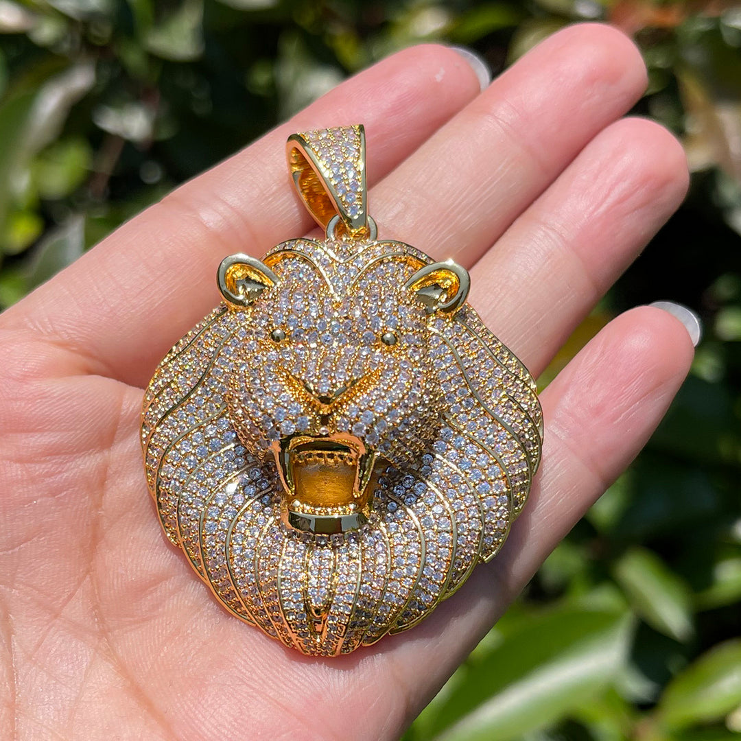 NEW | Lion Head Iced Out Diamond Pendant Necklace