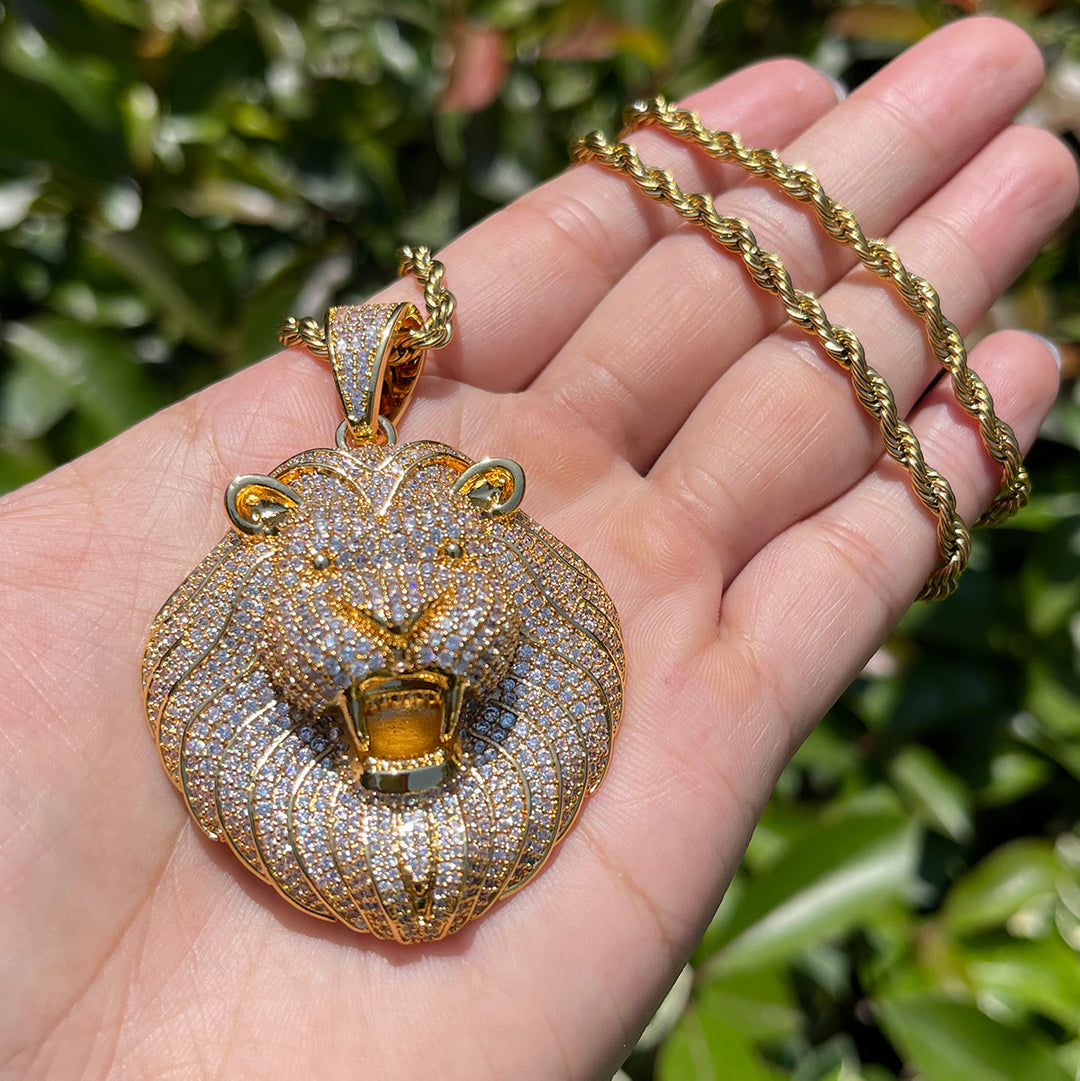 NEW | Lion Head Iced Out Diamond Pendant Necklace