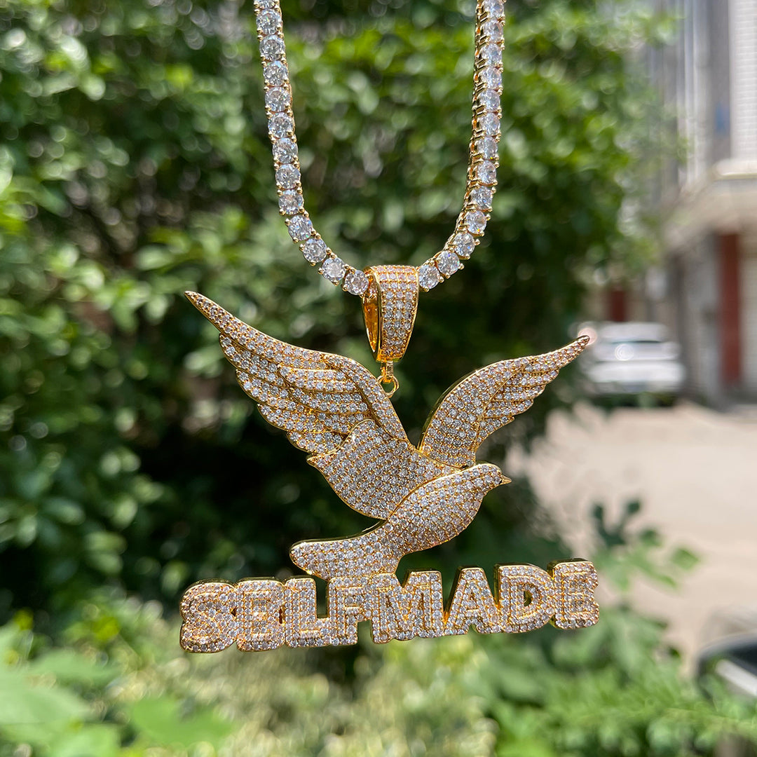 Self Made Dove Freedom Iced Out Diamond Pendant Necklace