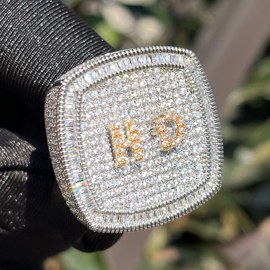 Iced Out Custom Letters Diamond Ring