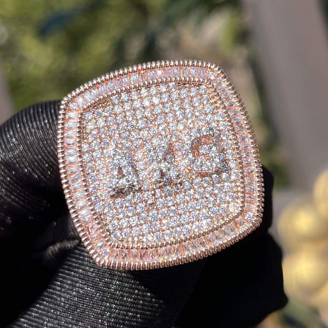 Iced Out Custom Letters Diamond Ring