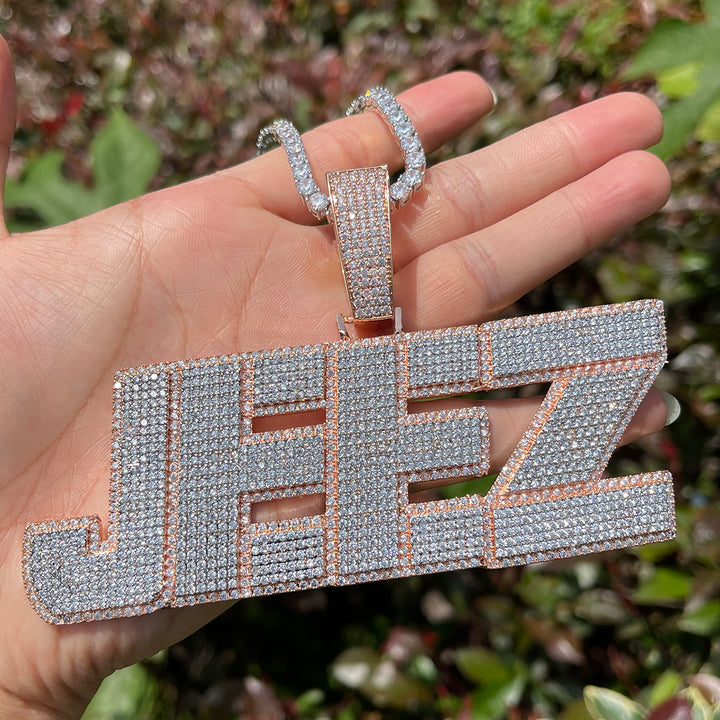 NEW | All Caps Bold and Bling Iced Out Personalized Custom Name Necklace Pendant