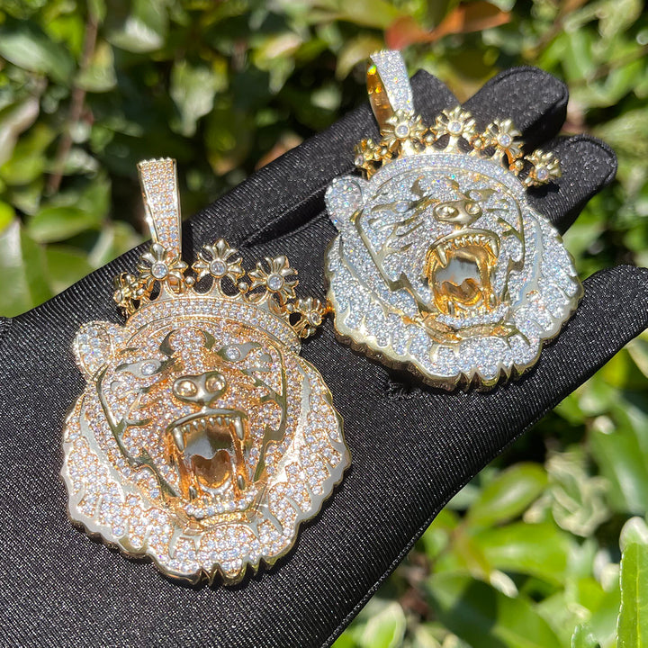 NEW | Crowned Tiger Iced Out Diamond Pendant Necklace