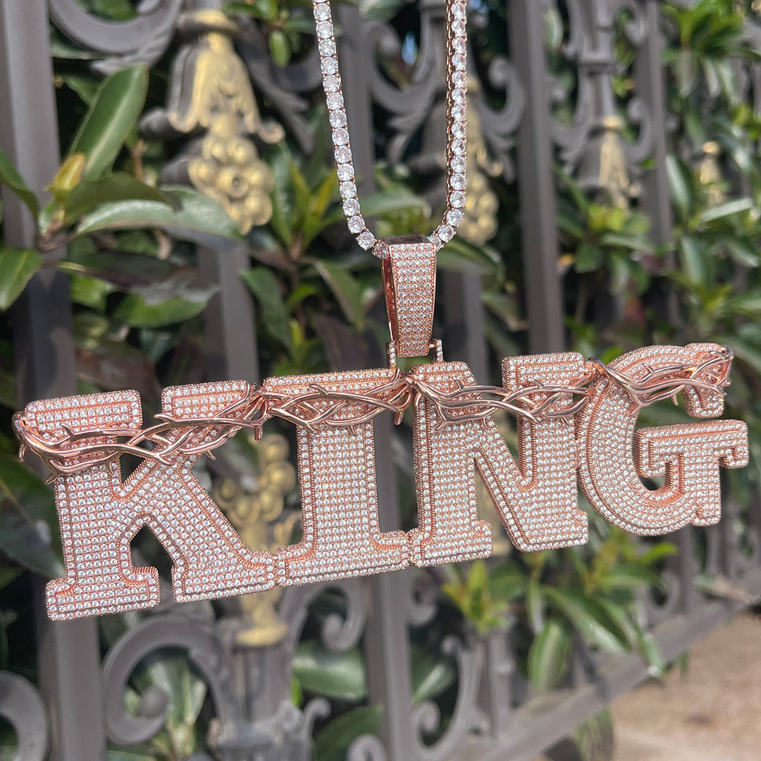 NEW | Thorn Crown Edition Iced Out Personalized Custom Name Necklace Pendant