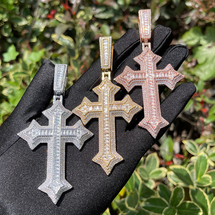 NEW | Eternal Ice Cross Iced Out Diamond Pendant Necklace