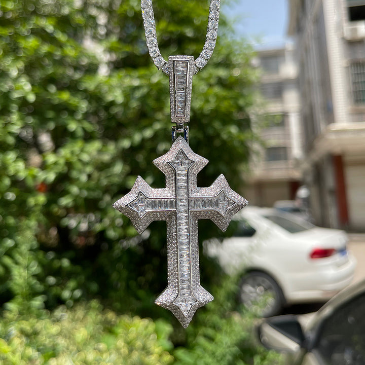 NEW | Eternal Ice Cross Iced Out Diamond Pendant Necklace