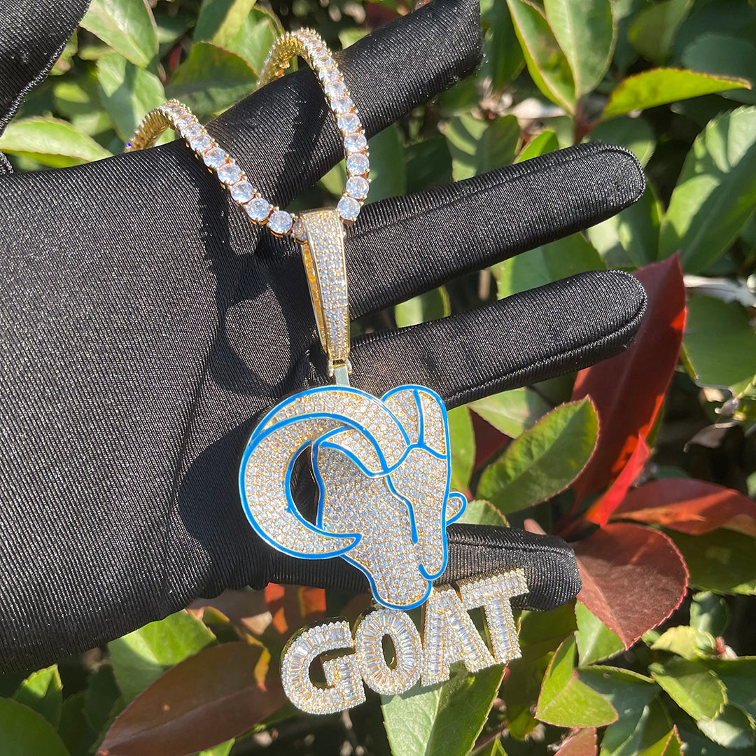 NEW | Goat Iced Out Diamond Pendant Necklace