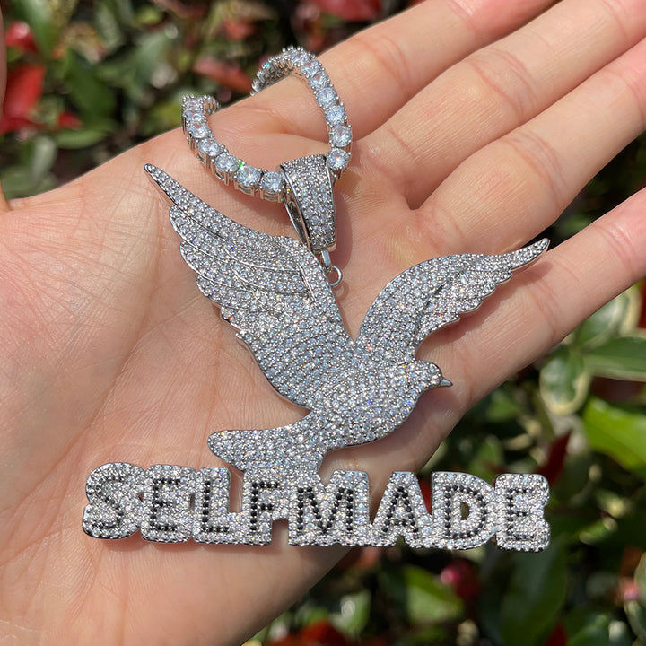 Self Made Dove Freedom Iced Out Diamond Pendant Necklace