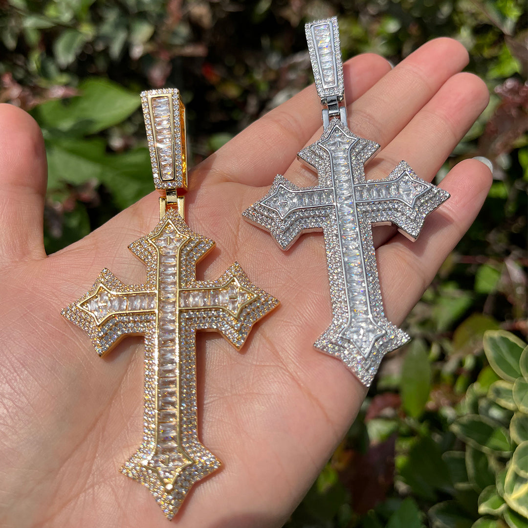 NEW | Eternal Ice Cross Iced Out Diamond Pendant Necklace