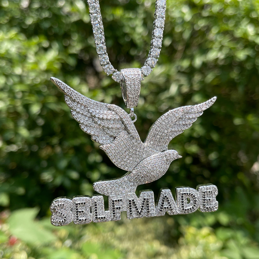 Self Made Dove Freedom Iced Out Diamond Pendant Necklace