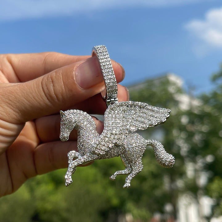 NEW |  Pegasus Iced Out Diamond Pendant Necklace