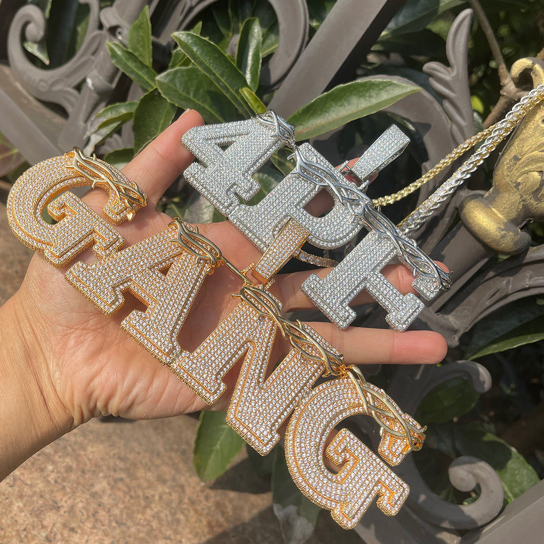 NEW | Thorn Crown Edition Iced Out Personalized Custom Name Necklace Pendant