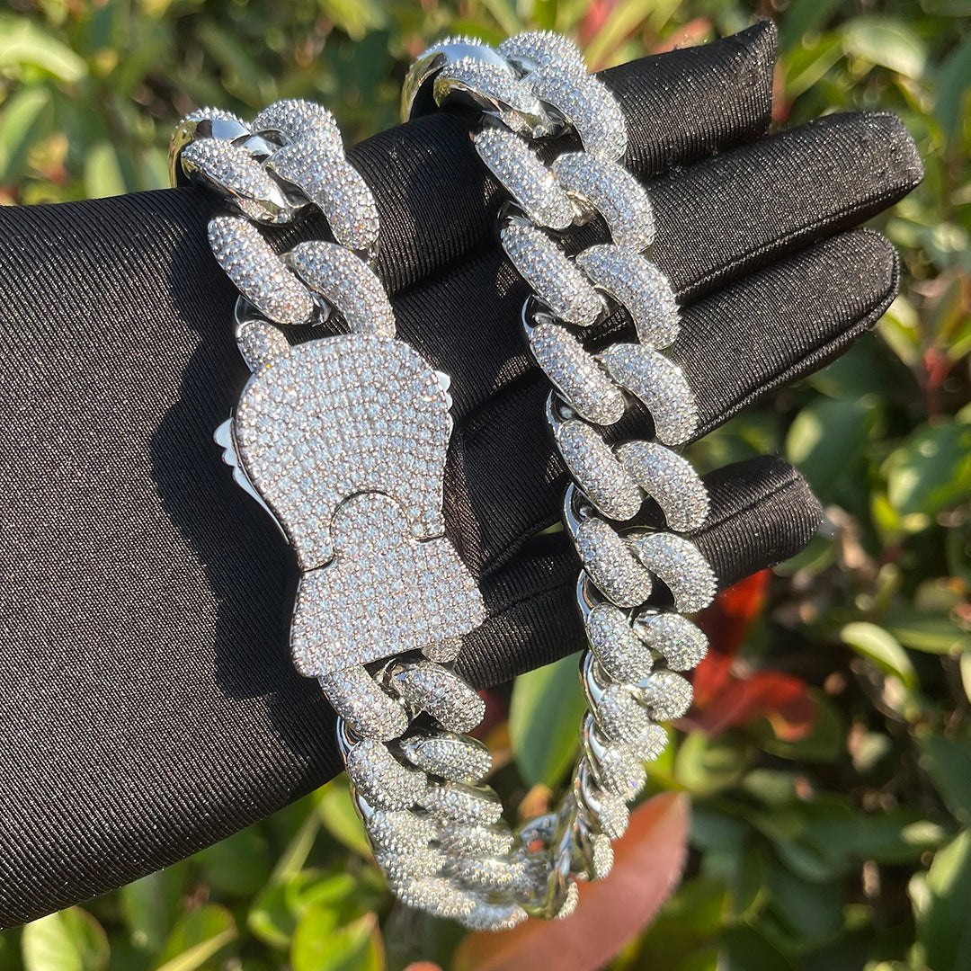 22MM Special Clasp Cuban Link Iced Out Diamond Necklace Chain