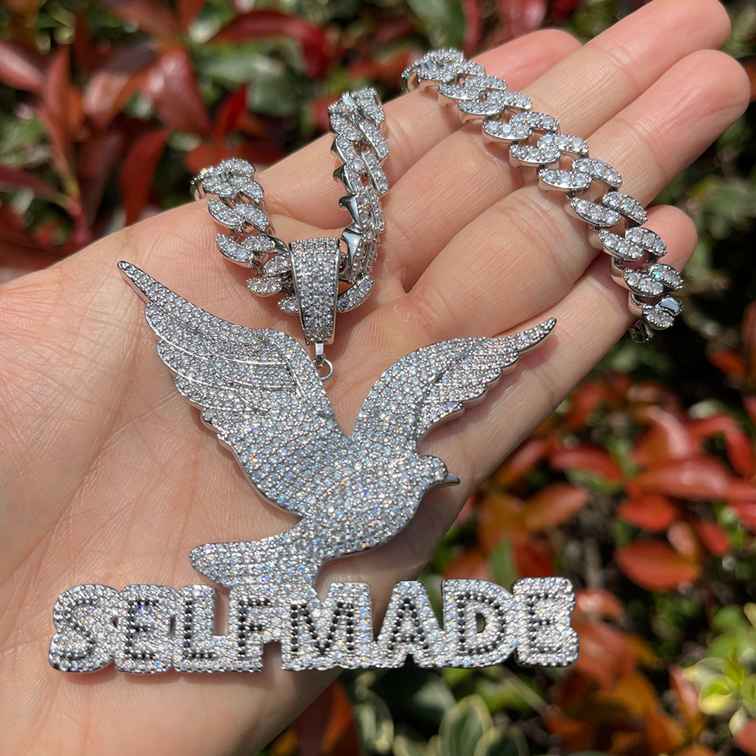 Self Made Dove Freedom Iced Out Diamond Pendant Necklace