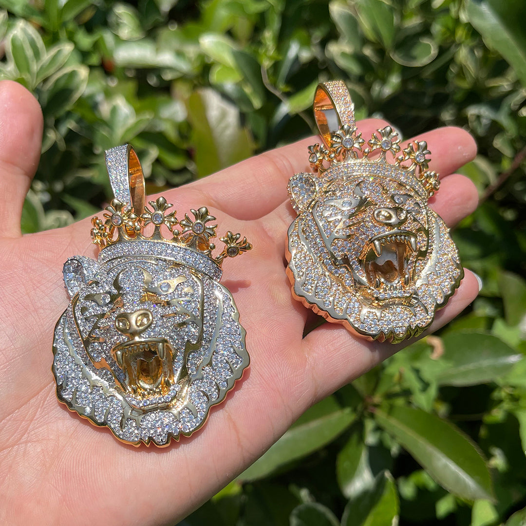 NEW | Crowned Tiger Iced Out Diamond Pendant Necklace