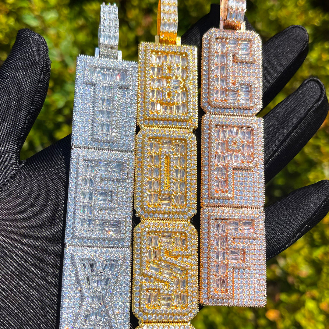 Stacked v2 Iced Out Personalized Custom Name Necklace Pendant