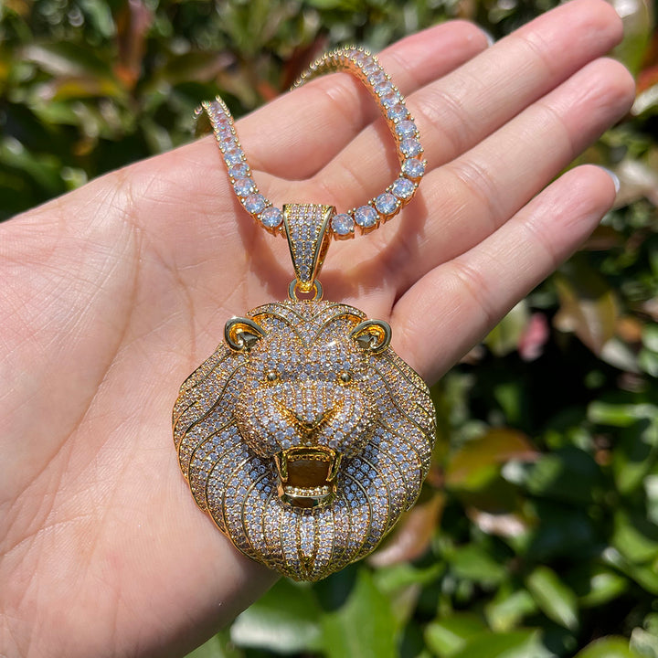 NEW | Lion Head Iced Out Diamond Pendant Necklace