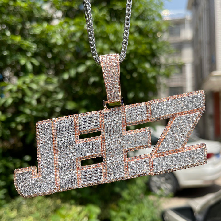 NEW | All Caps Bold and Bling Iced Out Personalized Custom Name Necklace Pendant