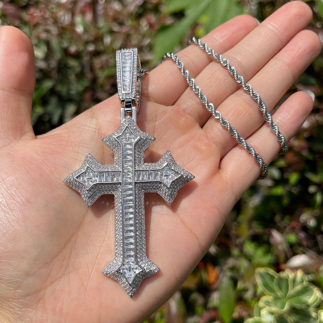 NEW | Eternal Ice Cross Iced Out Diamond Pendant Necklace