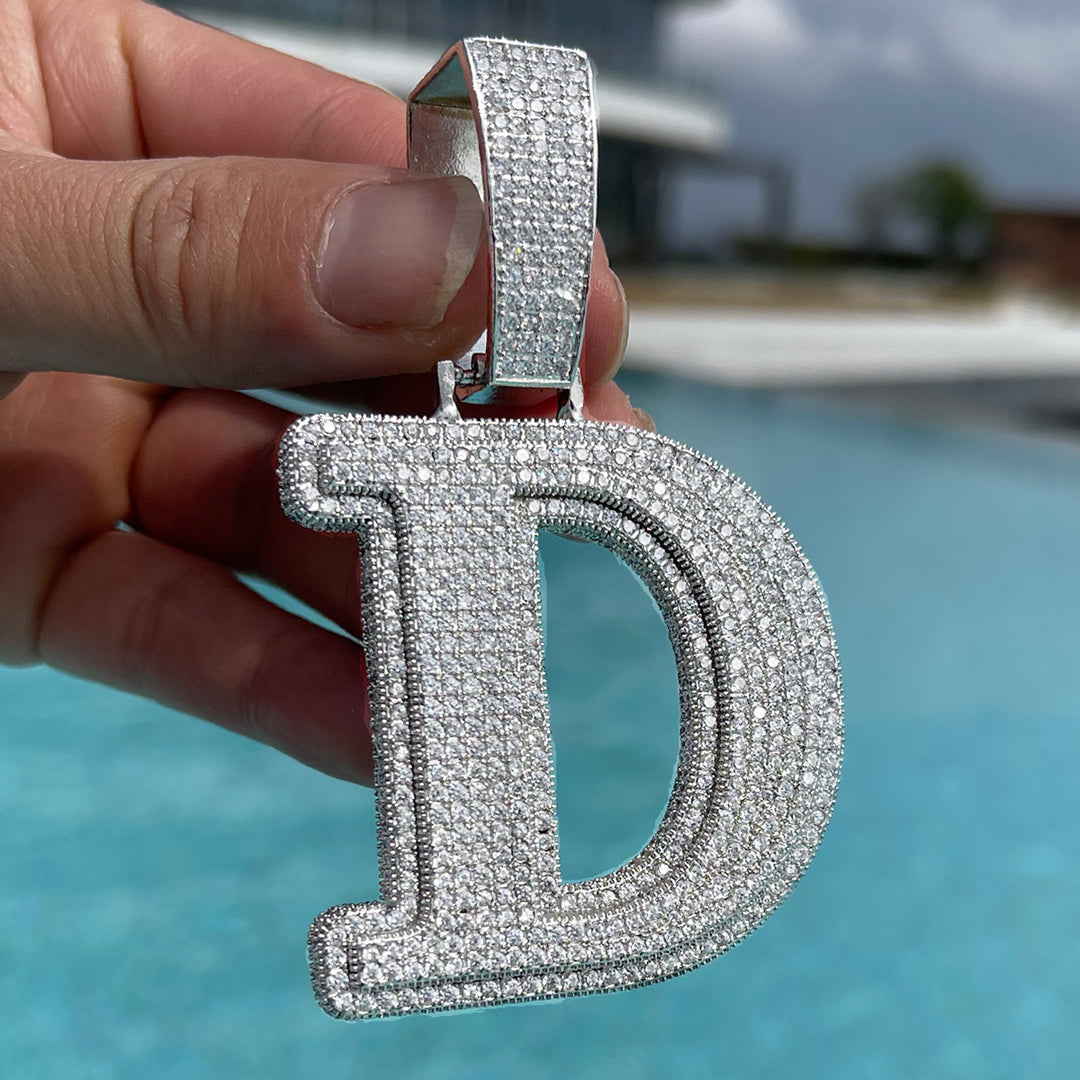 NEW | Diamond Clarity Initial Iced Out Custom Name Necklace Pendant