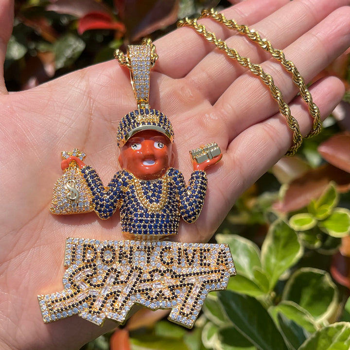 NEW | I Don't Give A Sh*t Iced Out Diamond Pendant Necklace