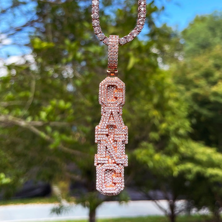 NEW | Stacked Letters Iced Out Personalized Custom Name Necklace Pendant