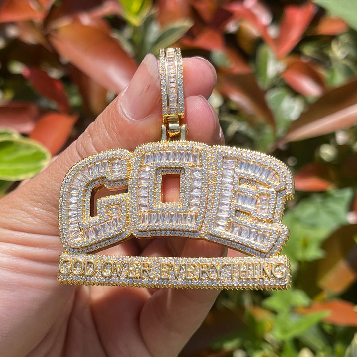 NEW | GOE God Over Everything Iced Out Diamond Pendant Necklace