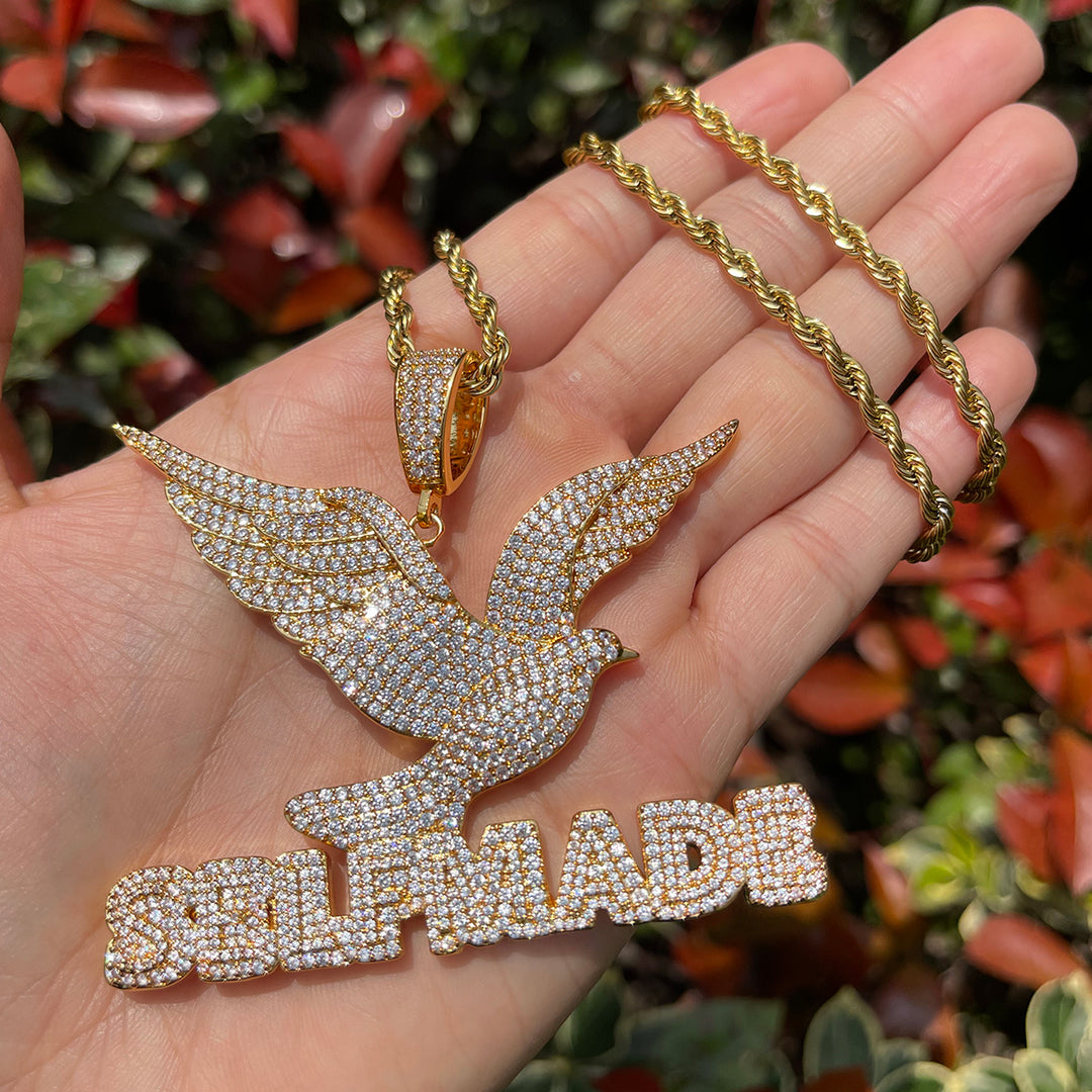 NEW | Self Made Dove Freedom Iced Out Diamond Pendant Necklace