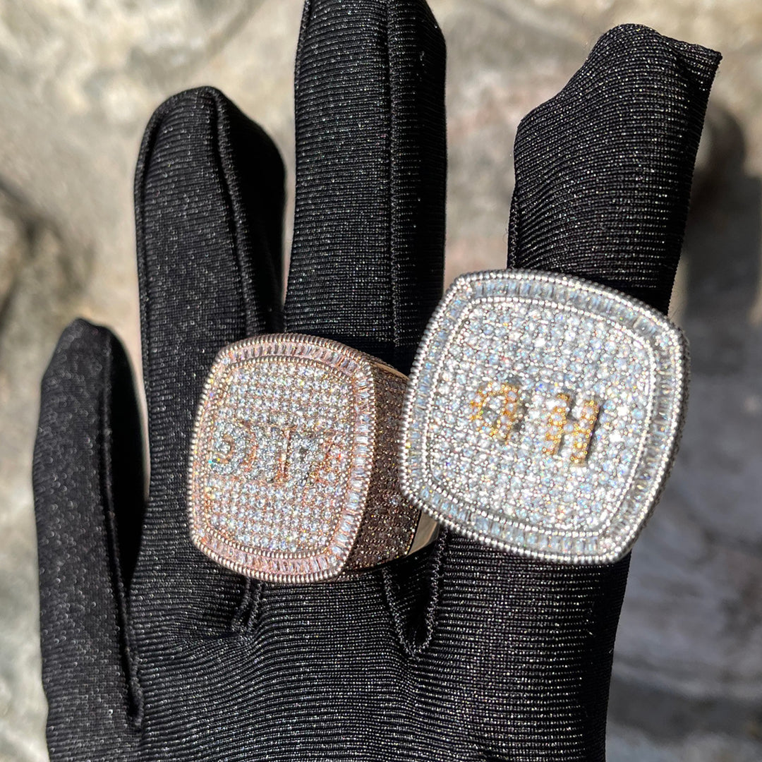 Iced Out Custom Letters Diamond Ring