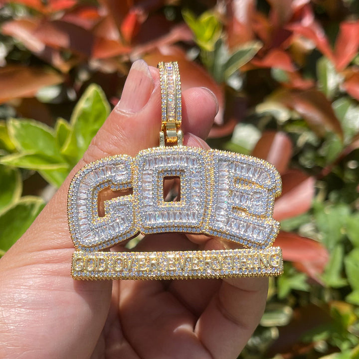 NEW | GOE God Over Everything Iced Out Diamond Pendant Necklace