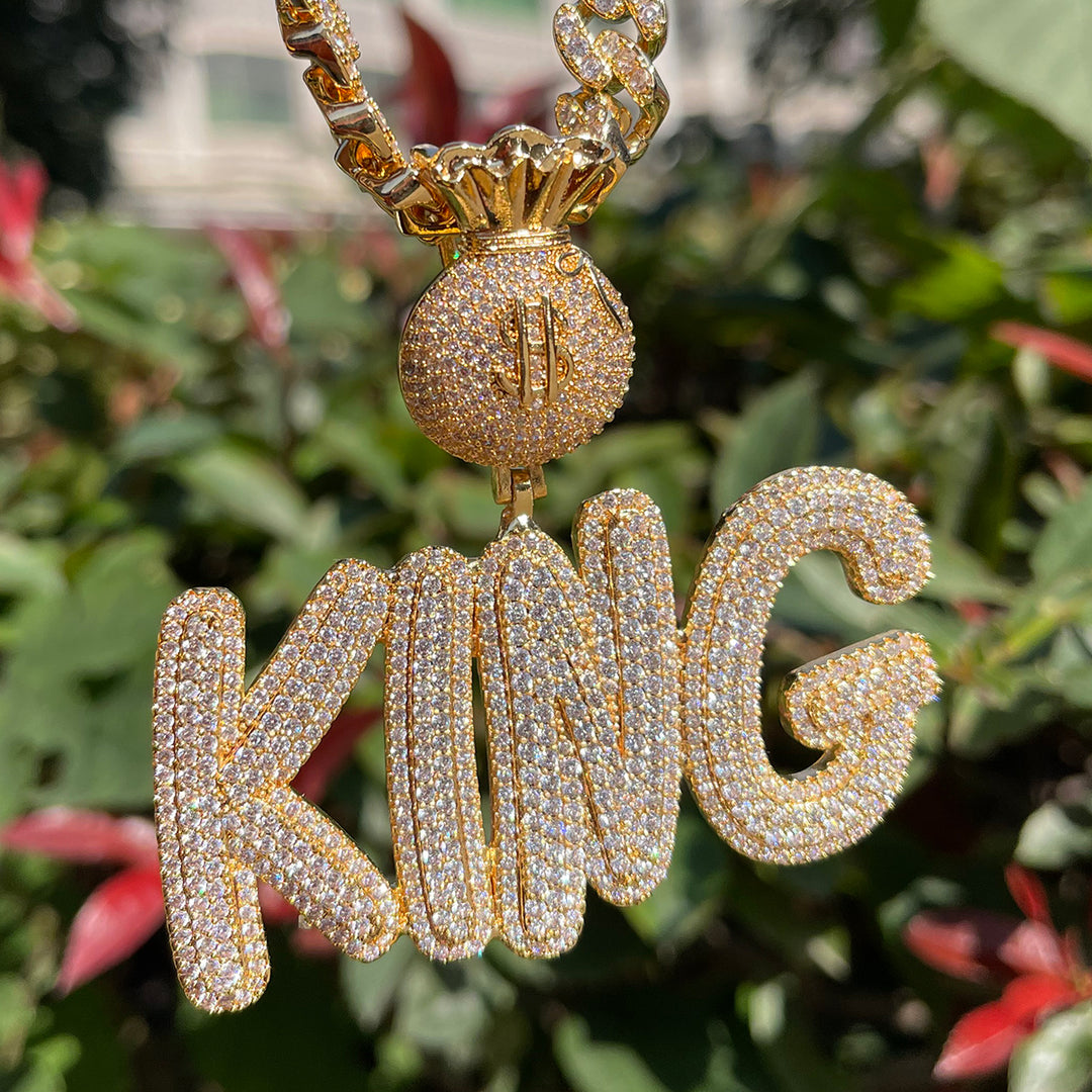 Bag Chaser Drip Iced Out Personalized Custom Name Necklace Pendant