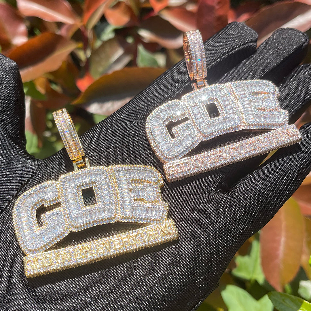 NEW | GOE God Over Everything Iced Out Diamond Pendant Necklace