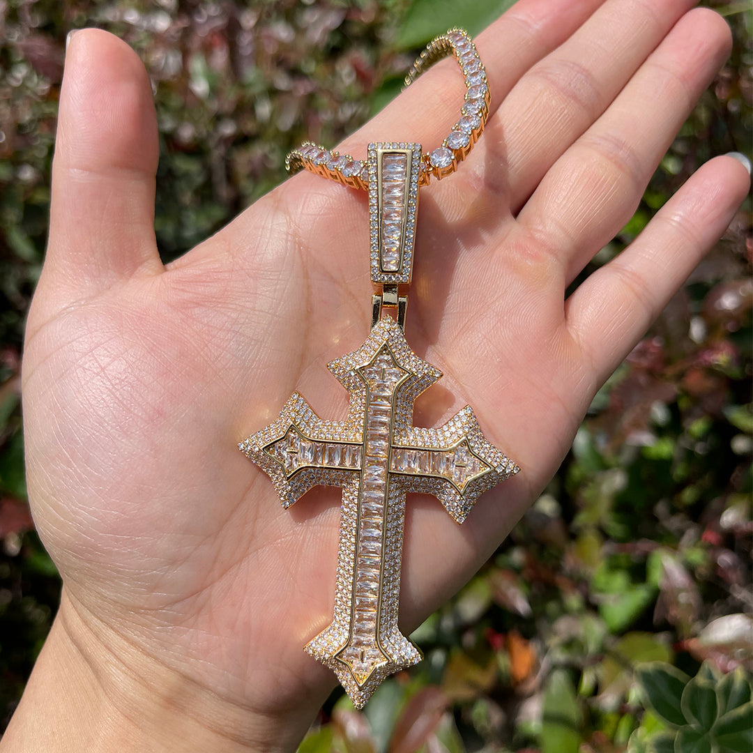 NEW | Eternal Ice Cross Iced Out Diamond Pendant Necklace