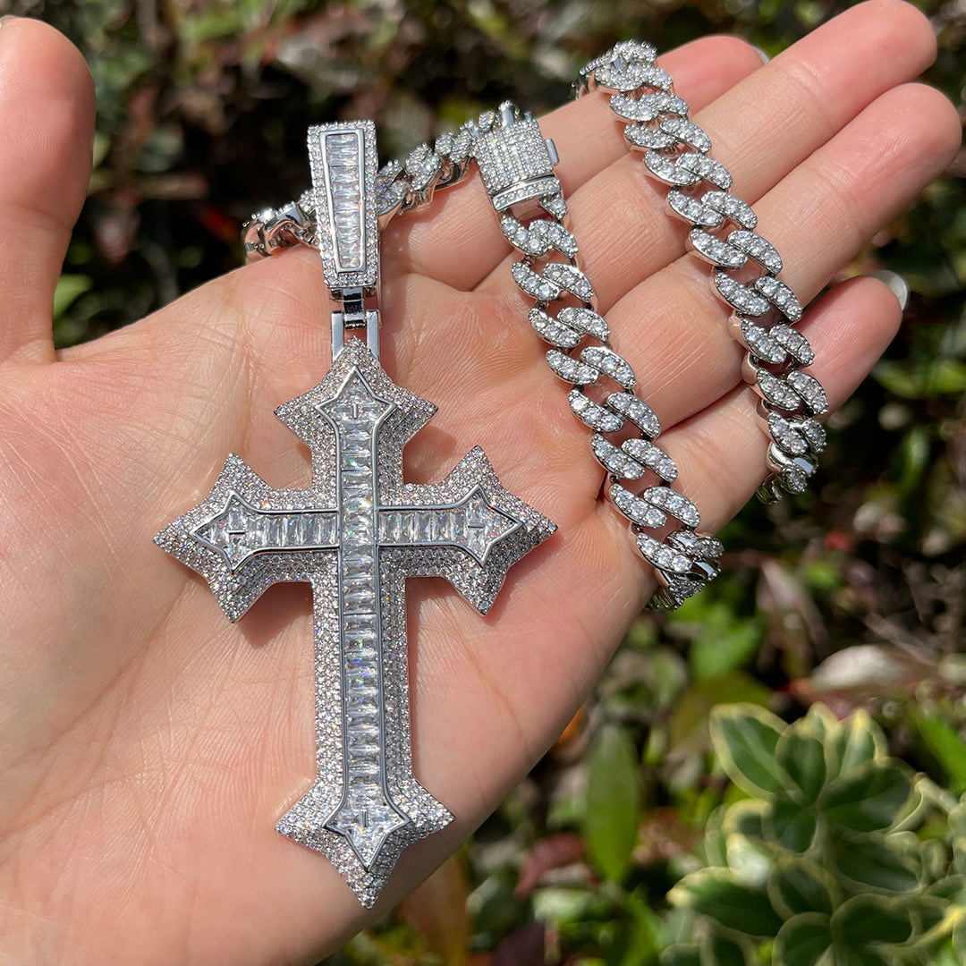 NEW | Eternal Ice Cross Iced Out Diamond Pendant Necklace