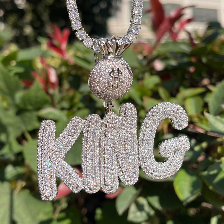 NEW | Bag Chaser Drip Iced Out Personalized Custom Name Necklace Pendant